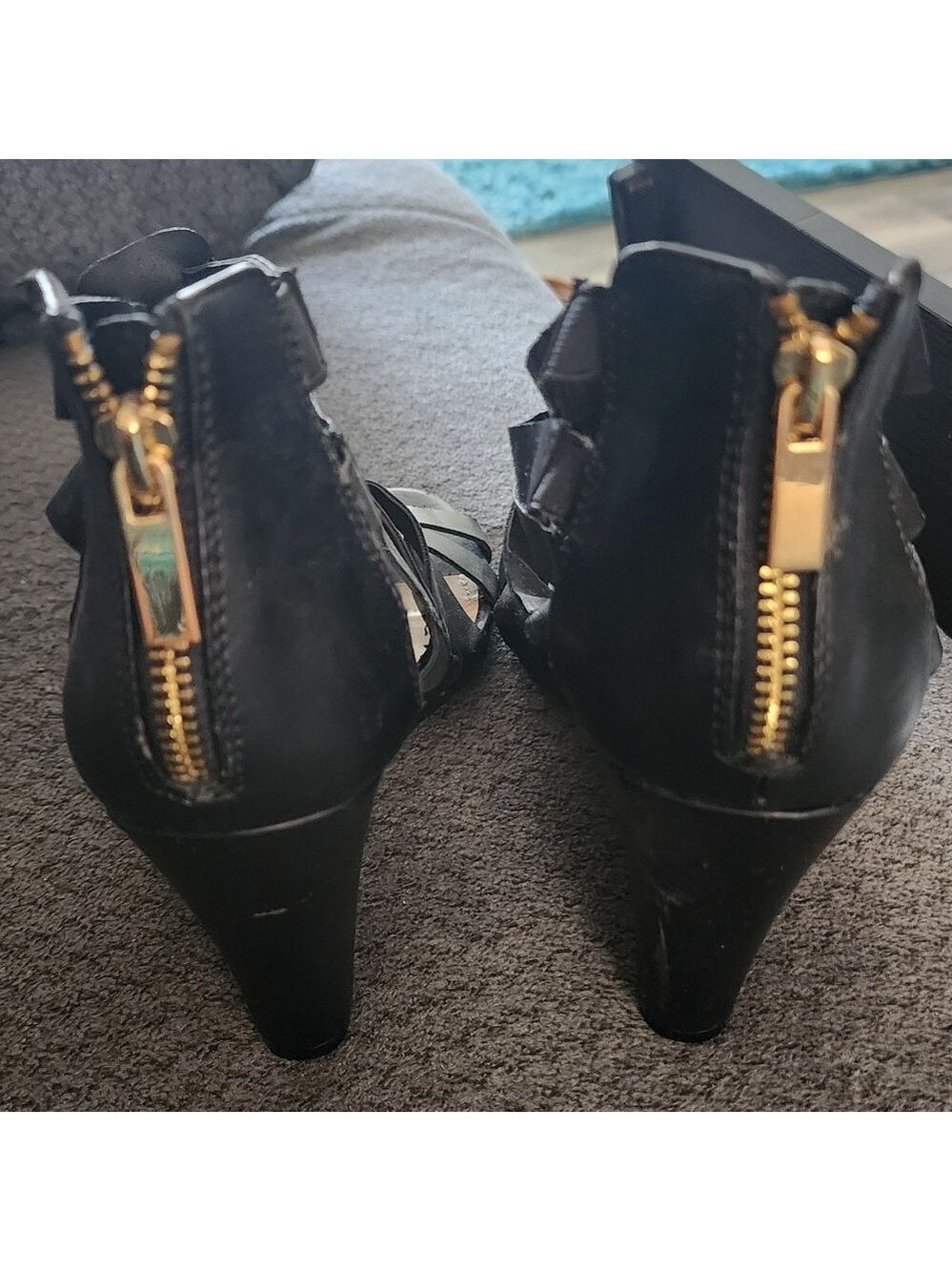 JustFab Black Strappy Heels NWOT - Picture 4 of 5